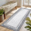 Grey bordered hallway runner rug, washable low-pile 2