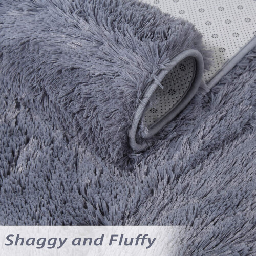 Haperlare gray round rug soft plush 3.9 ft 2