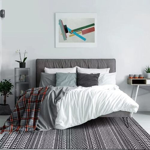Boho geometric area rug soft non-slip 5'x7' black 1