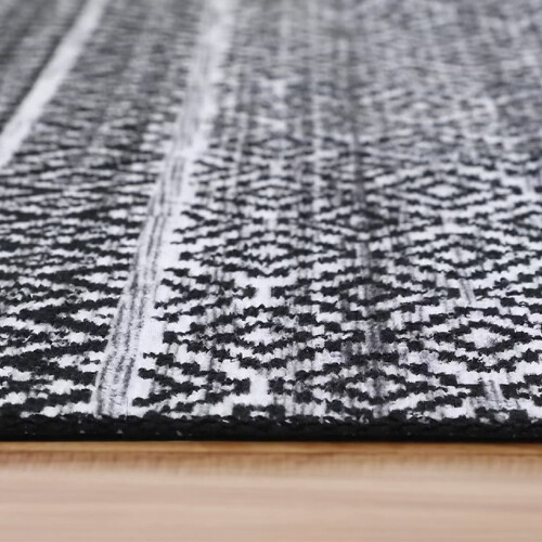 Boho geometric area rug soft non-slip 5'x7' black 2