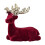 Burgundy flocked deer ornament 1 piece 2