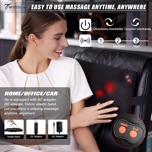 Back Massager Shiatsu with Heat Deep Kneading Pillow 1