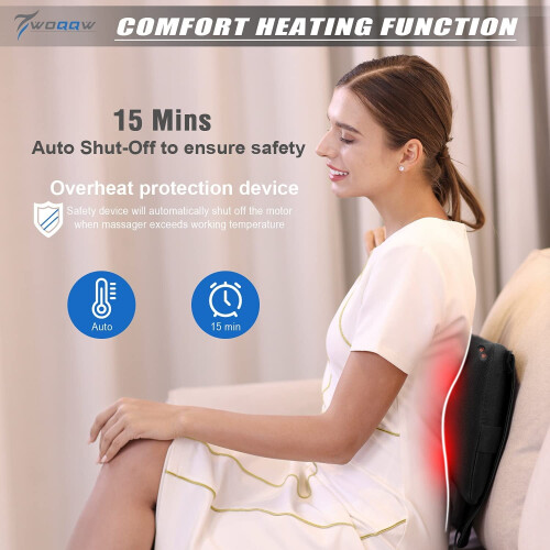 Back Massager Shiatsu with Heat Deep Kneading Pillow 2