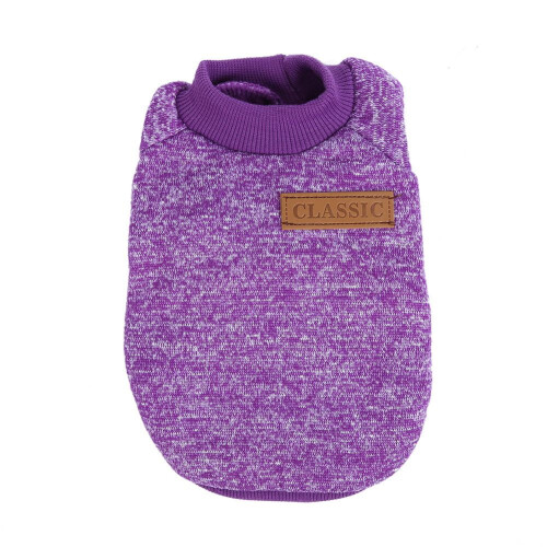 Dog Jacket Warm Soft Sweater Purple XS 1