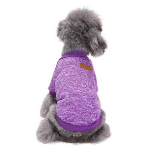 Dog Jacket Warm Soft Sweater Purple XS 2