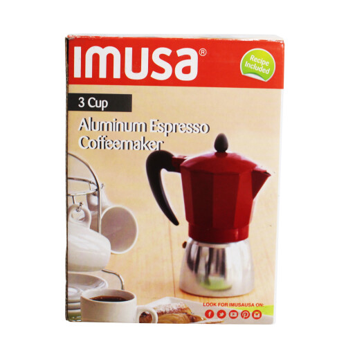 IMUSA Espresso Stovetop Coffeemaker Red 3 Cup 1