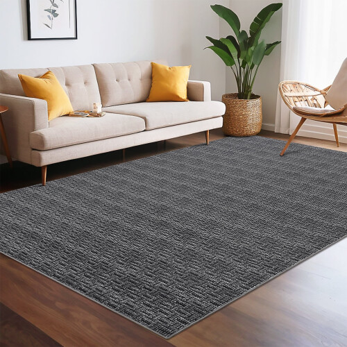 Area Rug Woven Black 5' x 7' 1