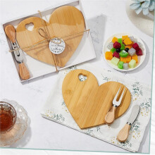 2pcs Heart Cheese Board Cheese Knives Wood Charcuterie Board Heart-Shaped Cheeseboard