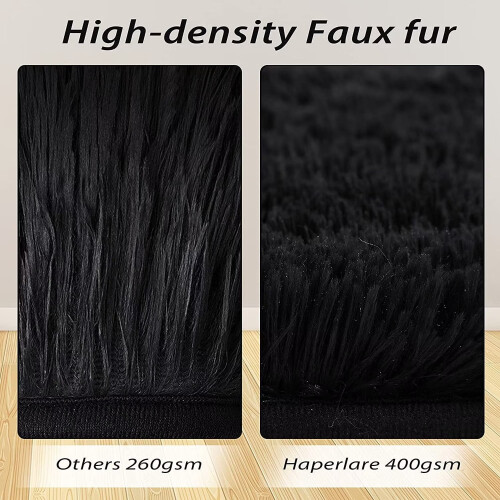 Haperlare modern shag runner rug 2 ft x 8 ft black 1