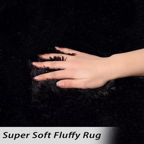 Haperlare modern shag runner rug 2 ft x 8 ft black 2