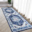 Blue Persian runner rug 2x6 ft washable non-slip 2