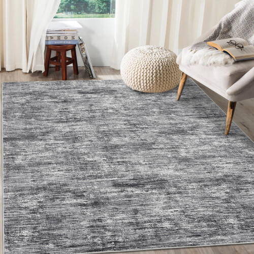 Haperlare washable modern area rug light grey 4'x6' 1