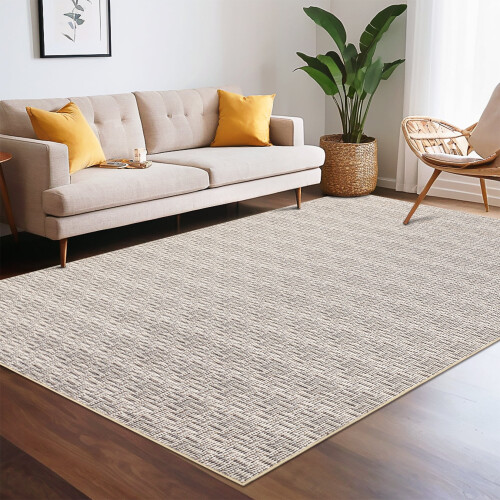 Area Rug Woven Beige 5' x 7' 1