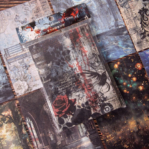 Vintage Dark Aesthetic Junk Journal Paper Pack 60 Sheets 1