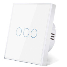 European AC100-240V Tempered Black White Glass Touch Panel Wall Light Sensor Button Gang 10A Interrupt 3 Gang(EU)