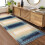 Modern washable runner rug blue 2 ft x 6 ft 2