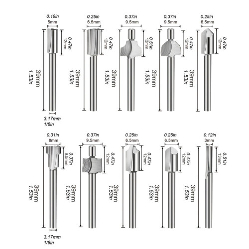 HSS router bits for rotary tools 1/8 inch shank 10 pcs 2
