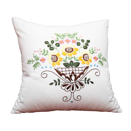Embroidery Pillow Cover Set for Beginners, White 1