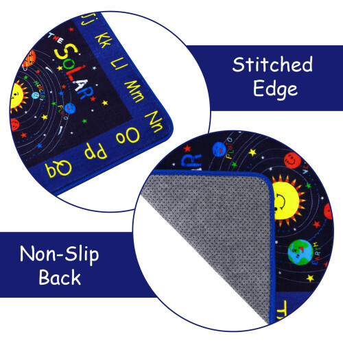 Kids Solar System Educational Rug Round 4 ft x 4 ft 2