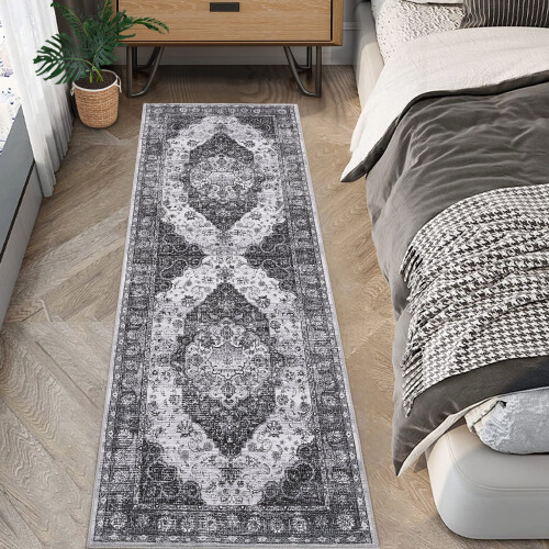 Vintage Bohemian Runner Rug Grey 2 ft x 6 ft 1
