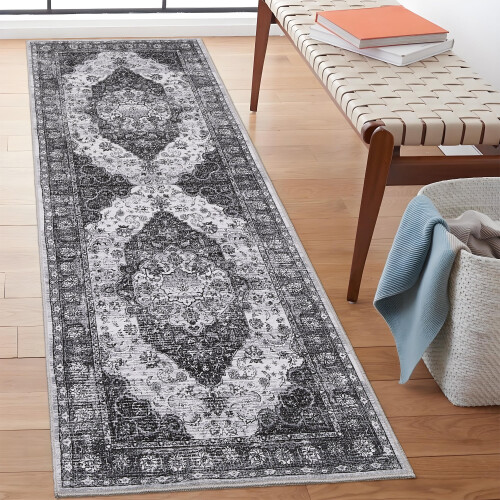 Vintage Bohemian Runner Rug Grey 2 ft x 6 ft 2