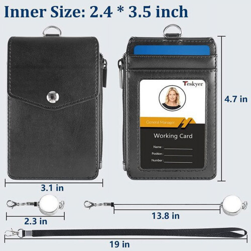 ID badge holder with retractable lanyard and 4 card slots 2