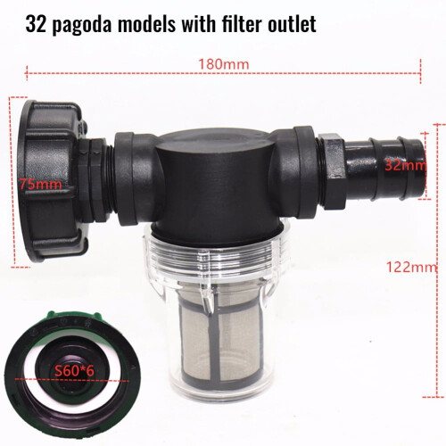 GYZEE rain barrel filter hose connector 32mm 100-mesh 1