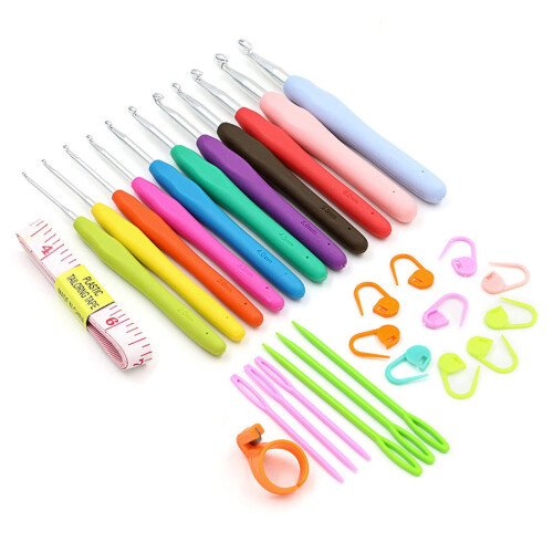 HANXIULIN crochet hook set ergonomic rubber handles 11 pcs 1