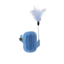 (Blue) 3 in 1 Cat Self Groomer Brush,Cactus Style Wall Corner Massage Comb Scratcher
