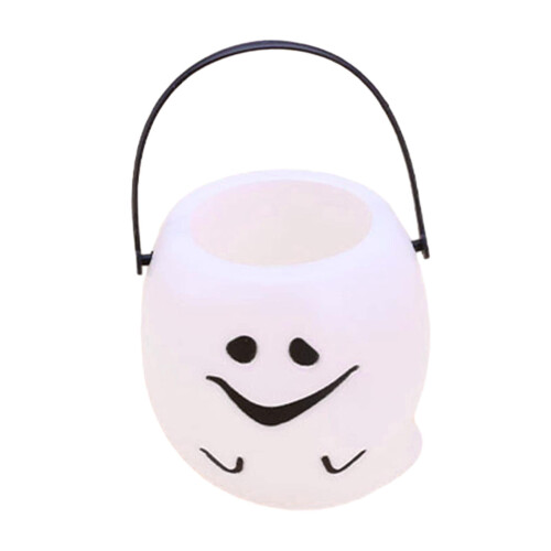 Halloween pumpkin bucket white reusable candy holder 1