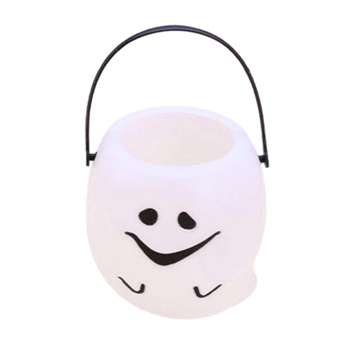 Halloween pumpkin bucket white reusable candy holder 2