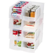 Clear stackable storage bins large open front 8 pack