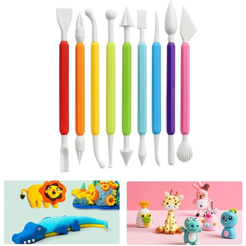 Kids Clay Tools Set Assorted Colors 9-Piece 2