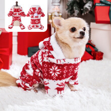 Jacenvly Christmas Dog Clothes Coral Fleece Warm Winter