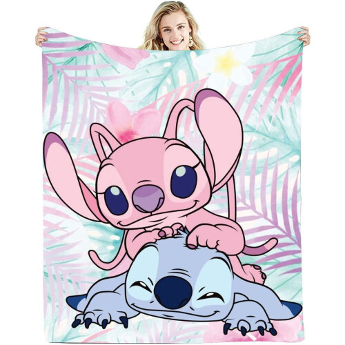 Anime Stitch Flannel Throw Blanket Soft Lightweight