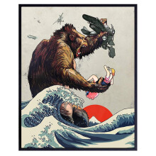 King Kong Poster Great Wave Off Kanagawa 11x14 Inch