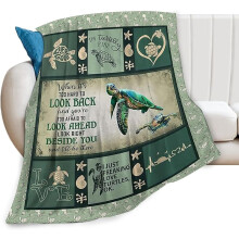 Manta Tartaruga Marinha, Decoração Tartaruga Azul-Turquesa, Manta Inspiradora para Meninas, Meninos e Amantes de Tartarugas, Fleece Macio e