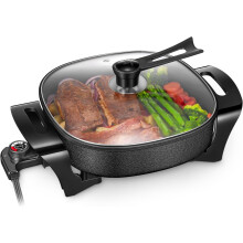 Electric Skillet 12 Inch 1360W Non-Stick Black