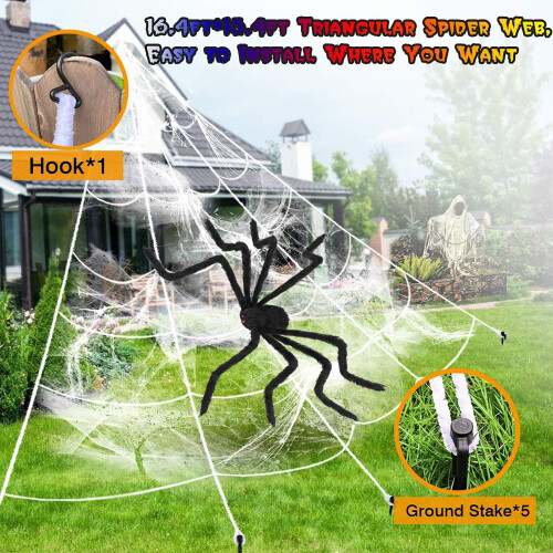 Halloween spider web decorations set outdoor 10 pcs 2