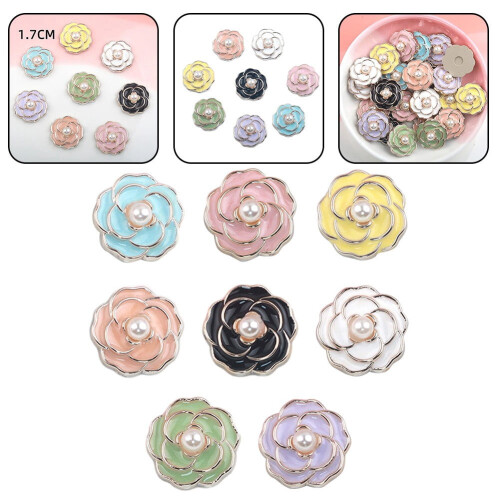 Purple rhinestone flower pearl buttons 12 pcs 1