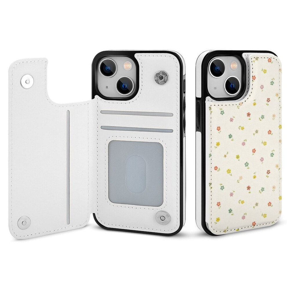 Floral Iphone 14 Wallet Case Pu Leather Flip Folio With 9370362172389