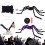 Husfou Halloween Spider Web Set with Light-up Spider and 3