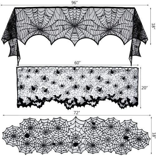 Halloween decoration set for home 3D bats table runner 1