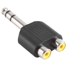 Audio Y-splitter adapter 6.35mm male to dual female