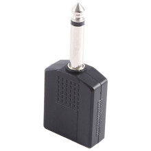 Black Mono Y Cable Adapter 6.35mm Male to Dual Female