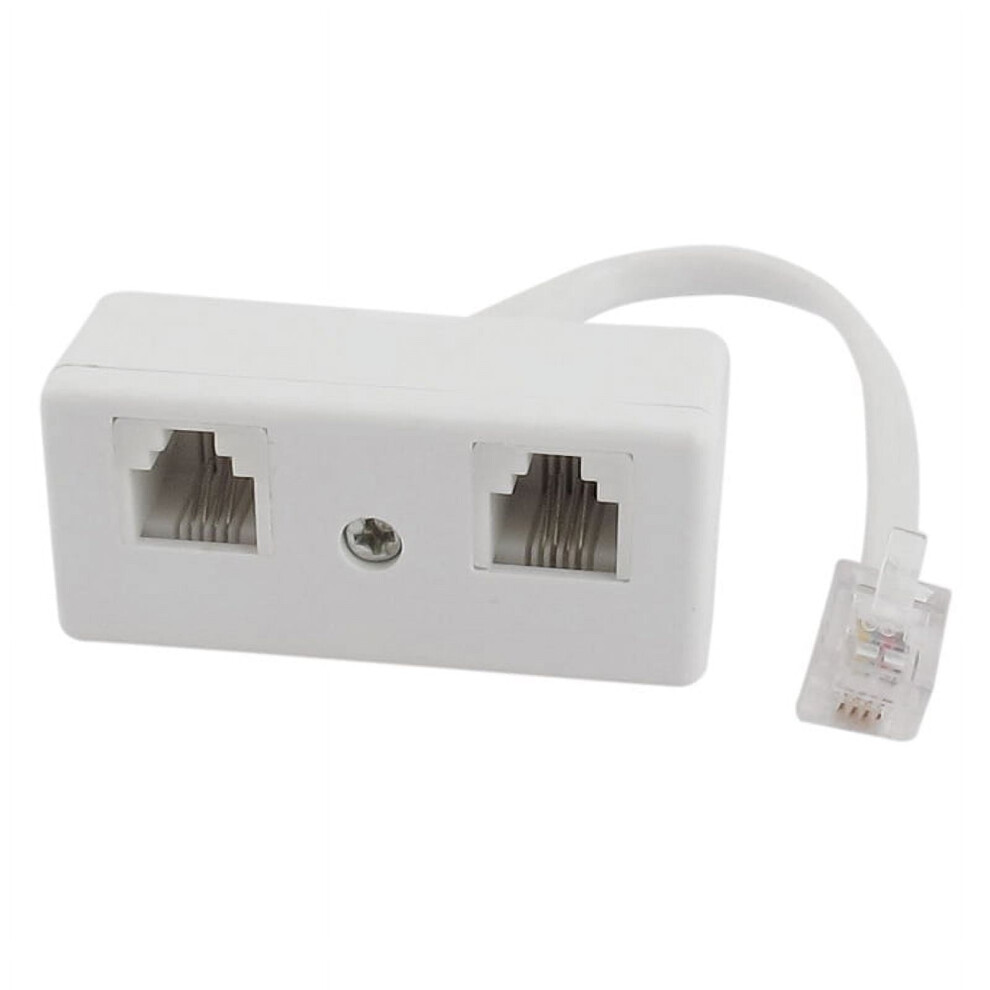 Rj11 Male To Dual Female Telephone Splitter Adapter 6P4c White 9370362190963