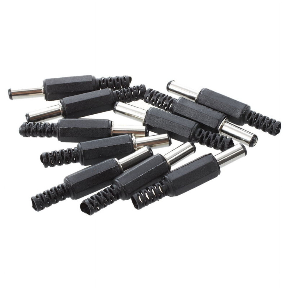 Plastic Dc Power Plug Jack Connector 2.1X5.5mm Male Black 9370362190901