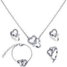 Heart Pendant Jewelry Set Korean Style 4 Pieces