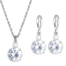 Rhinestone pendant necklace and earrings set