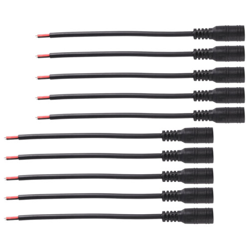 DC Power Plug Female Jack 5.5x2.1mm 10 pcs 15cm